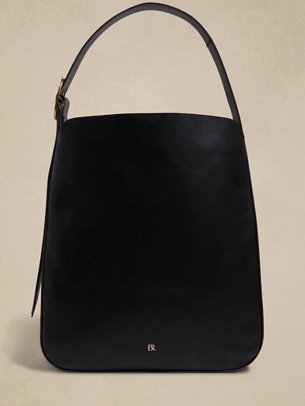 Banana Republic Factory Black Leather Hobo Shoulder Bag